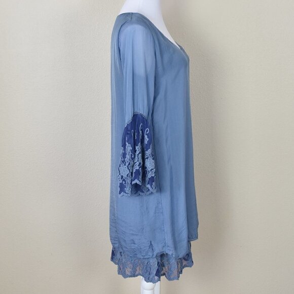 Pura Seta Bell Sleeve Layered Dress S - Picture 4 of 9